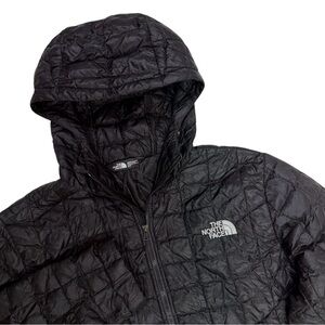 The North Face Thermoball Jacket Mens Small Black Full Zip Insulated Hooded Coat